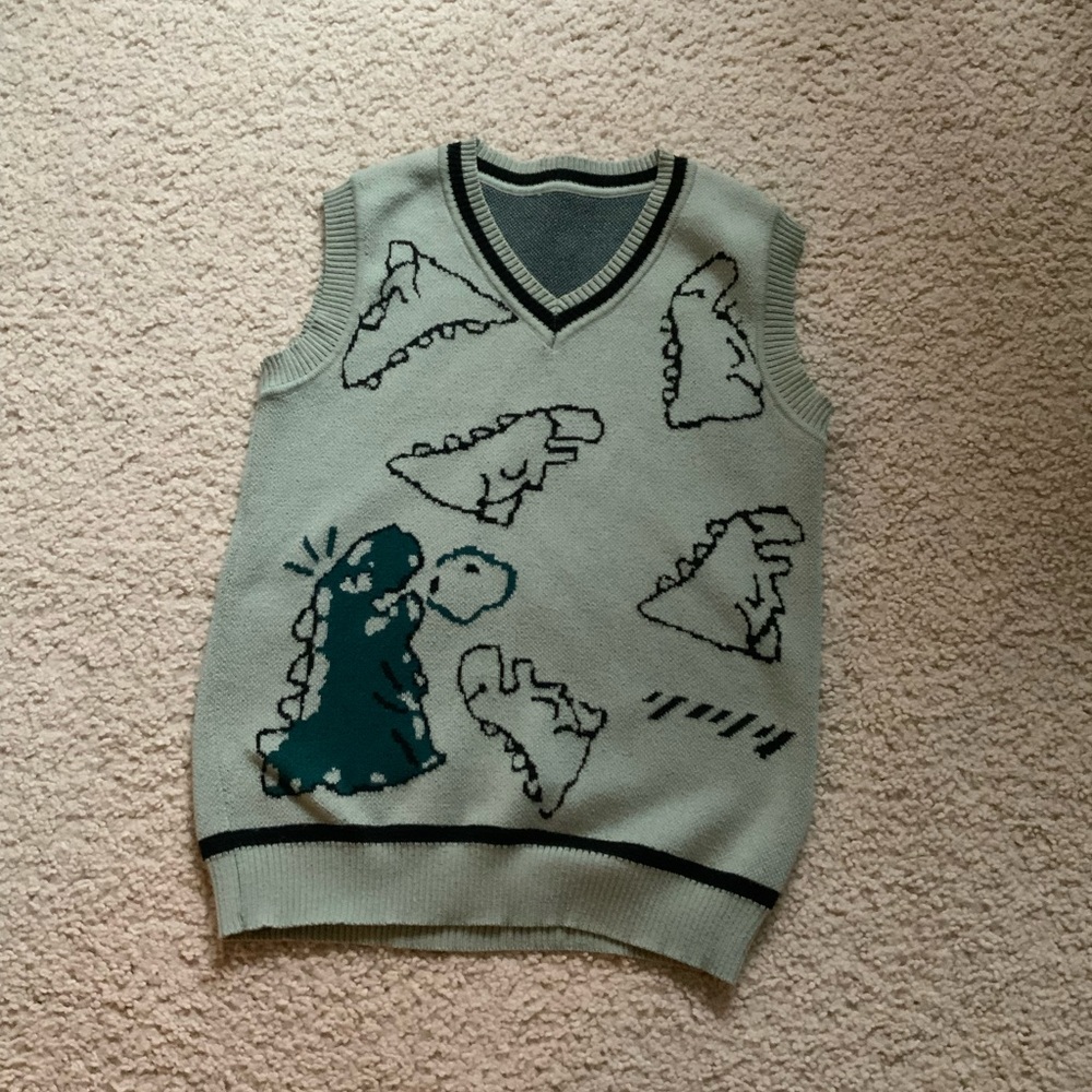 Green, Dinosaur sweater vest